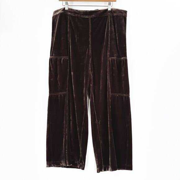 Soft Surroundings Womens Velvet Wide Leg Pants Size XLP Lagenlook Hippie Lagom - Picture 1 of 8